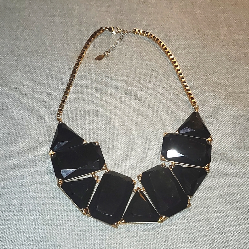 Gold and Black Chunky Gem Necklace